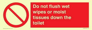 Do not flush wet wipes or moist tissues down the toilet